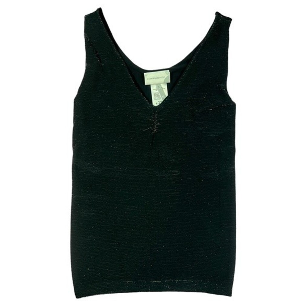 NWT Classiques Entier Black Metallic Sleeveless V Neck Stretch Tank Top Small
